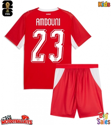 Switzerland Zeki Amdouni #23 Replica Home Stadium Kit for Kids World Cup 2026 Short Sleeve (+ pants)